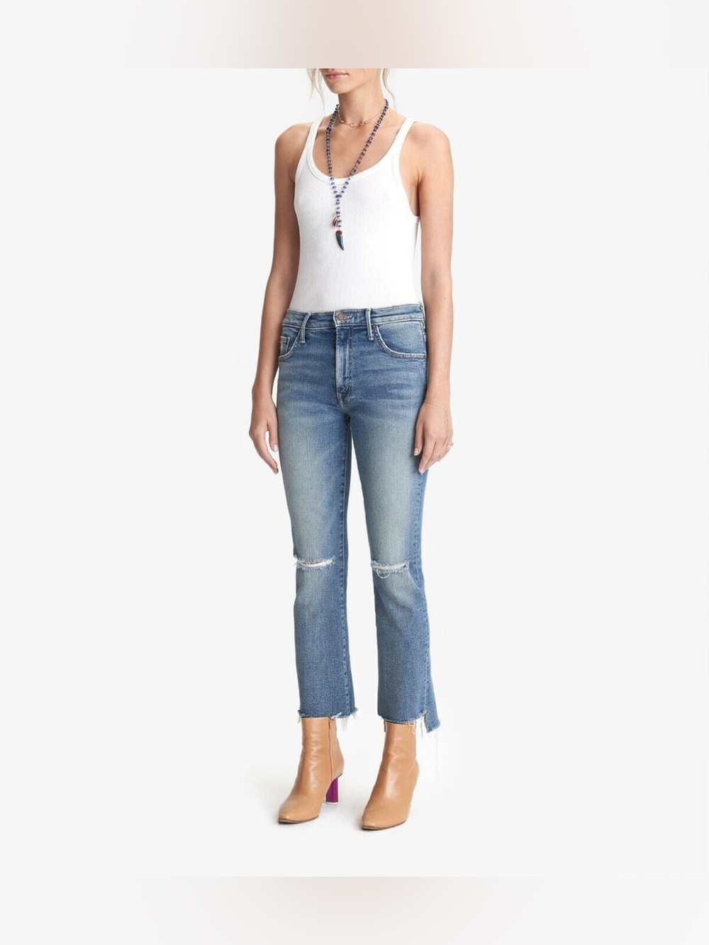 🆕 Mother Denim “The Insider Crop Step Fray Jeans” NWT SZ 31